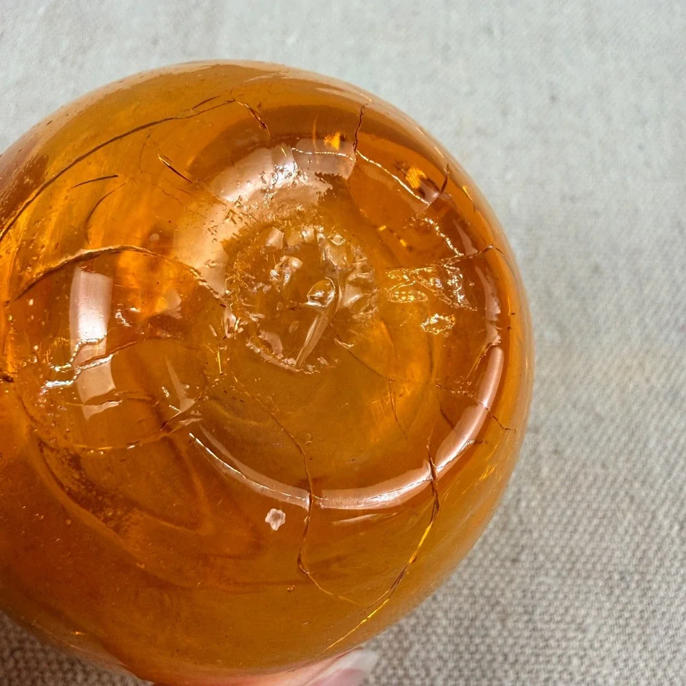 Vintage Amber Crackle Glass Mini Pitcher 3 Inch Hand Blown‎ Decorative Vase